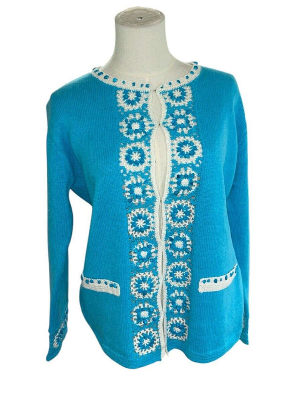 storybook knits sweater Women’s Small Cardigan Blue White